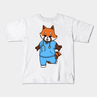 Comic red panda nurse Kids T-Shirt